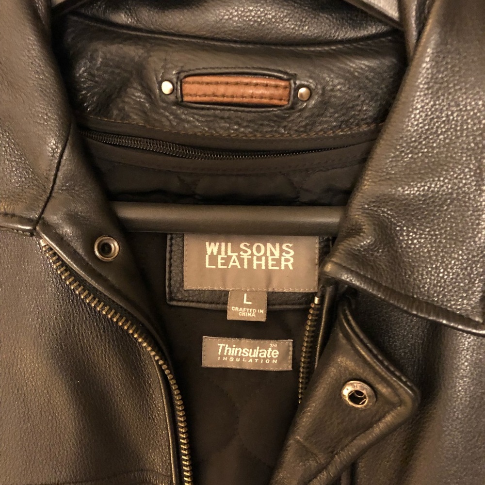 Wilsons Leather black coat with zip-in liner